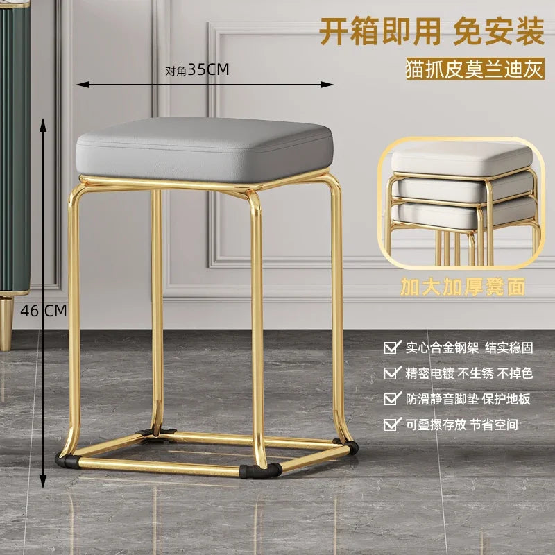 Simple and Luxurious Stackable Square Stool Enlarged and Thickened Round Stool Dirt Resistant Technology Cloth Stool Aimak Store