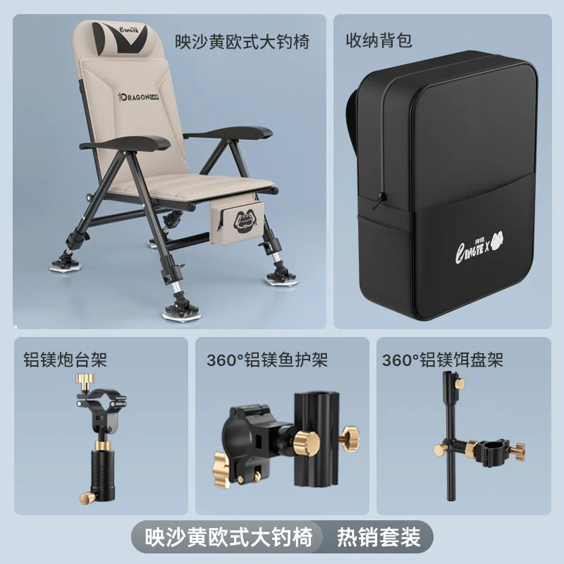 Ultralight European Folding Lounge Chair Fishing All-Terrain Portable Recliner Infinite Height Adjustment Ergo Wide Seat Comfort Aimak Store