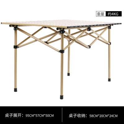 Portable Outdoor Table and Chair Set Folding Picnic Table Self-driving Camping Table Aluminum Alloy Car Egg Roll Table