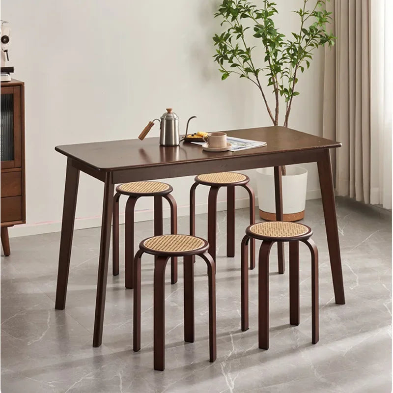 Bamboo Dining Stools Resin Rattan Woven Makeup Chair Stacking Storage Kitchen Seat Stable And Load-bearing Restaurant Furniture Aimak Store