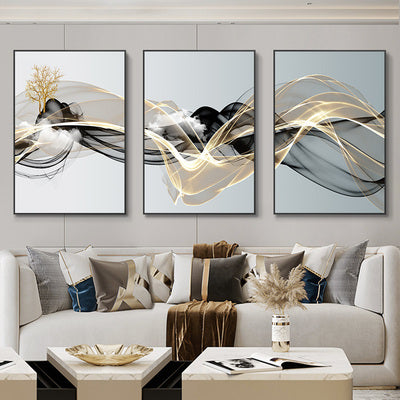 3 Nordic Luxury Ribbon Abstract Wall Art Landscape Modern Poster Print Picture Living Room Home Decorative Painting Aimak Store