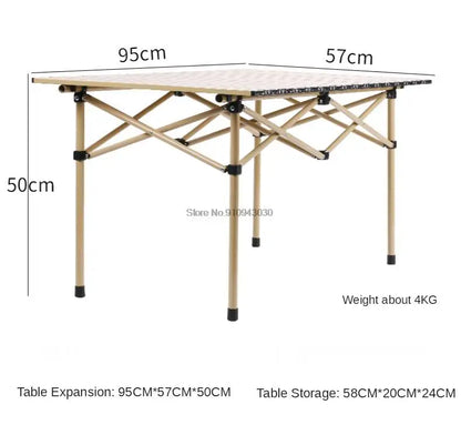 Portable Outdoor Table and Chair Set Folding Picnic Table Self-driving Camping Table Aluminum Alloy Car Egg Roll Table
