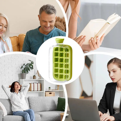 Portable  Silicone Freezer Ice Trays zero-contact pressure ice cube mold Whiskey Ice Cream Silicone Water Bottle Ice Cube Maker