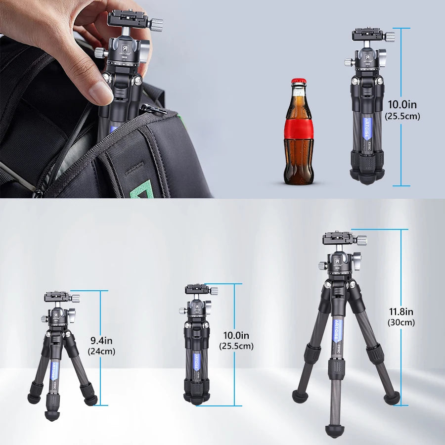 ARTCISE CS15C Carbon Fiber Compact Travel Portable Tabletop Mini Tripod with 360° Panorama Ballhead for DSLR Camera Mobile Phone Aimak Store