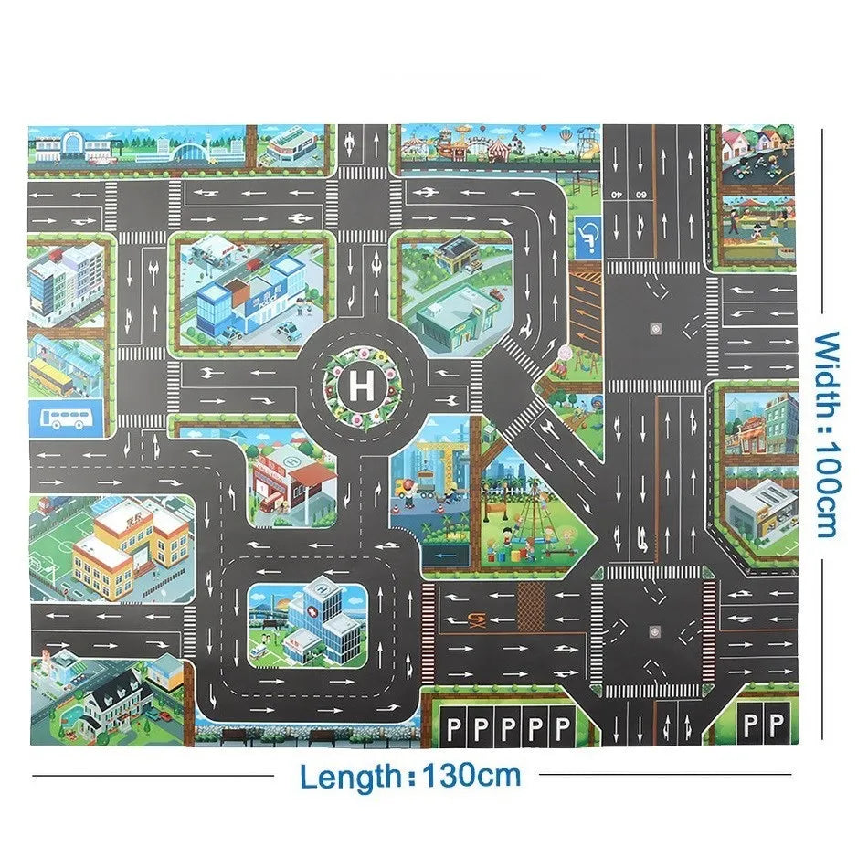 Children Playmat Activity Surface Waterproof Map Kids Animal Road Toy Baby Dinosaur Road Portable Carpet Farm Road Non-Toxic Mat Aimak Store