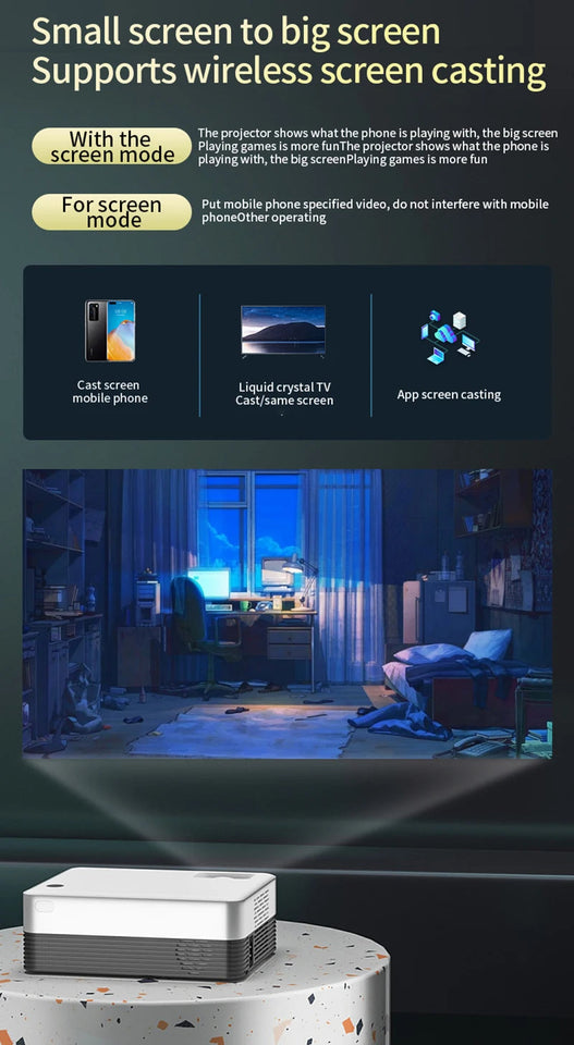 Salange P35 Android 10 Projector WIFI Portable MINI Video Beamer Smart TV 1280*720dpi for Game Movie Home Cinema 1080P 4K Video Aimak Store