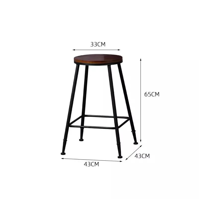 American Style Iron Bar Chair Coffee Shop Milk Tea Shop High Chairs Retro Backrest Seat Solid Wood Sitting Face Counter Stool Aimak Store