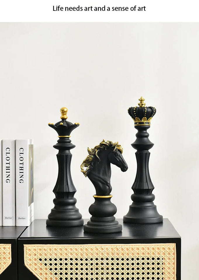 Chess Pieces Statue Resin King Queen Figure For Interior Home Living Room Office Sculpture Study Decoration Piece Ornament Aimak Store
