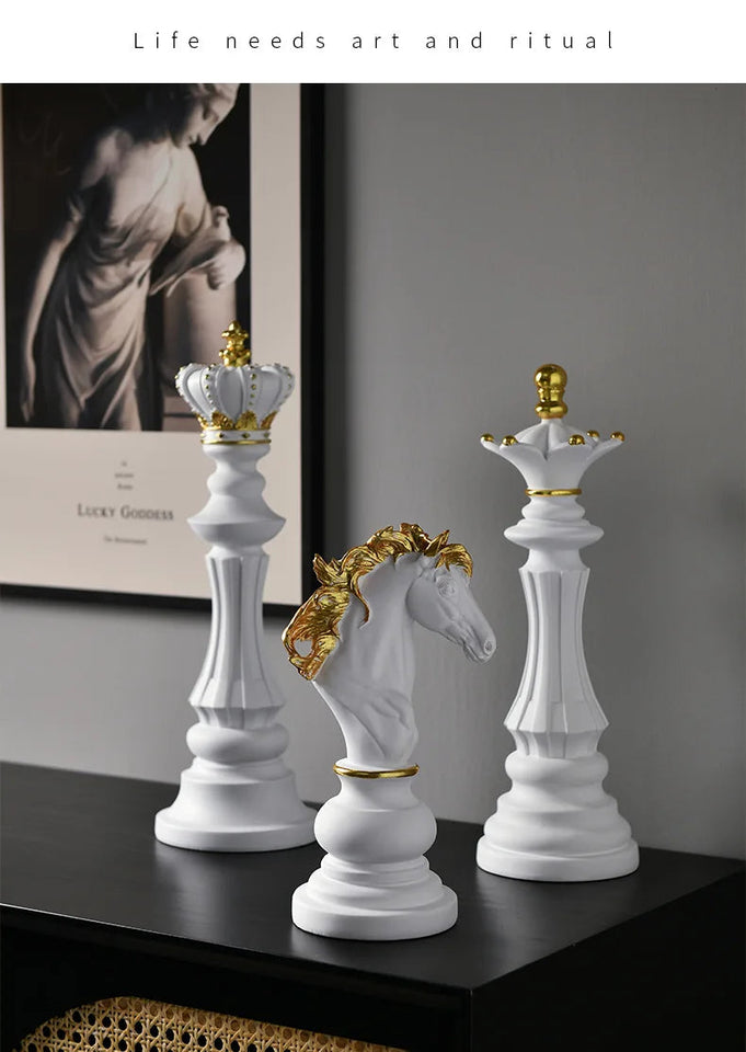 Chess Pieces Statue Resin King Queen Figure For Interior Home Living Room Office Sculpture Study Decoration Piece Ornament Aimak Store