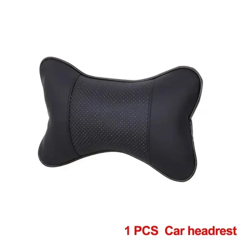 Car Neck Pillows Both Side Pu Leather 1pcs Pack Headrest For Head Pain Relief Filled Fiber Universal Car Pillow Aimak Store