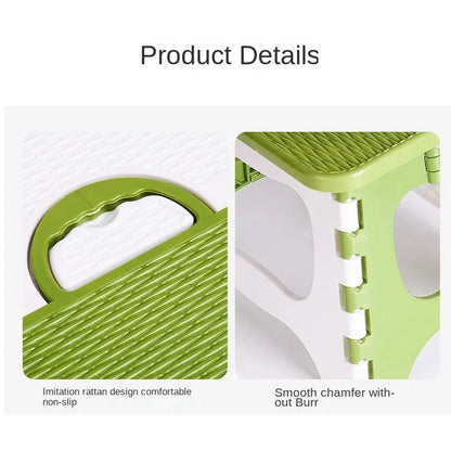 1PC Plastic Folding Stool With Handle Portable Thickened Household Space-saving Stool Outdoor Travel Camping Fishing Bench