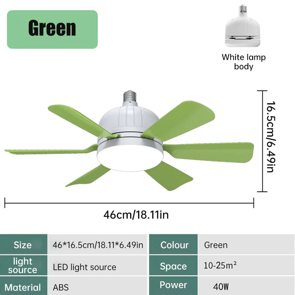 40W Socket Fan Light bombilla con ventilador de techo Smart Remote Control Ceiling Led Bulb E27 Lamp For Bedroom Living Room Aimak Store
