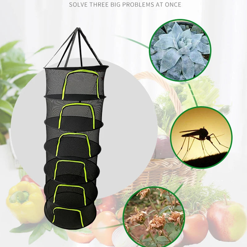 2-8 Layers Drying Net For Herbs Fish Hanging Basket Folding Dry Rack Herb Vegetable Dryer Bag Mesh Flowers Buds Plants Organizer Aimak Store