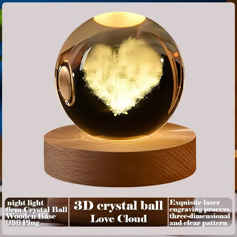 3D Crystal Ball Creative Valentine's Day Mother's Day Gift Rose Love Cloud Crystal Room Desktop Decoration Boy Girl Gifts Aimak Store
