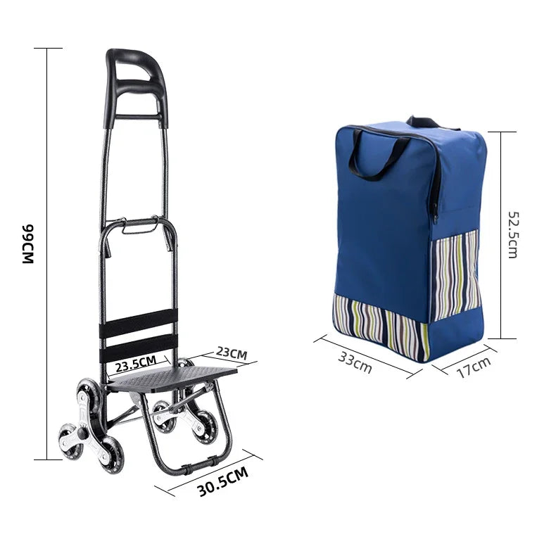 Light Grocery Shopping Trolley Household Climbing Stairs Folding Trailer Outdoor Travel Hand Pull Shopping Cart Aimak Store