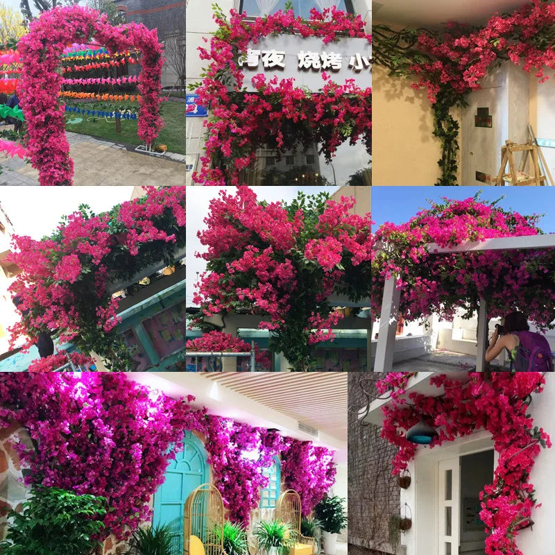 Bougainvillea Artificial Flower Silk Fake Flower Wedding Home Decor Garden Engineering Landscaping Plants Garland Flower Wall Aimak Store