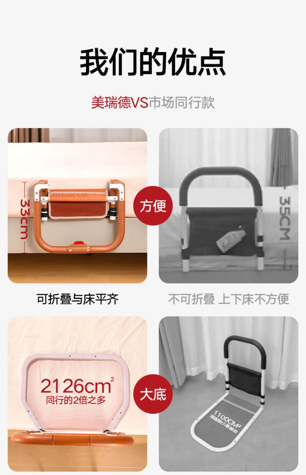Elderly and Pregnant Stand Up Device Safety Anti Slip Railing Anti Fall Bedside Armrest Convenient Folding Auxiliary Bracket Aimak Store