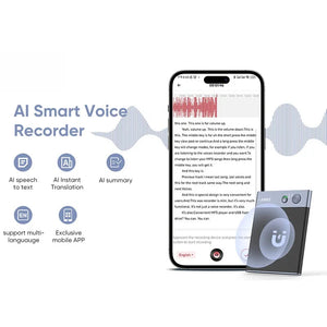 AI powered Voice Recorder  Summarize Instant Translation by ChatGPT  68 Languages,64GB Audio Recorder Magnetic for mobile phone Aimak Store
