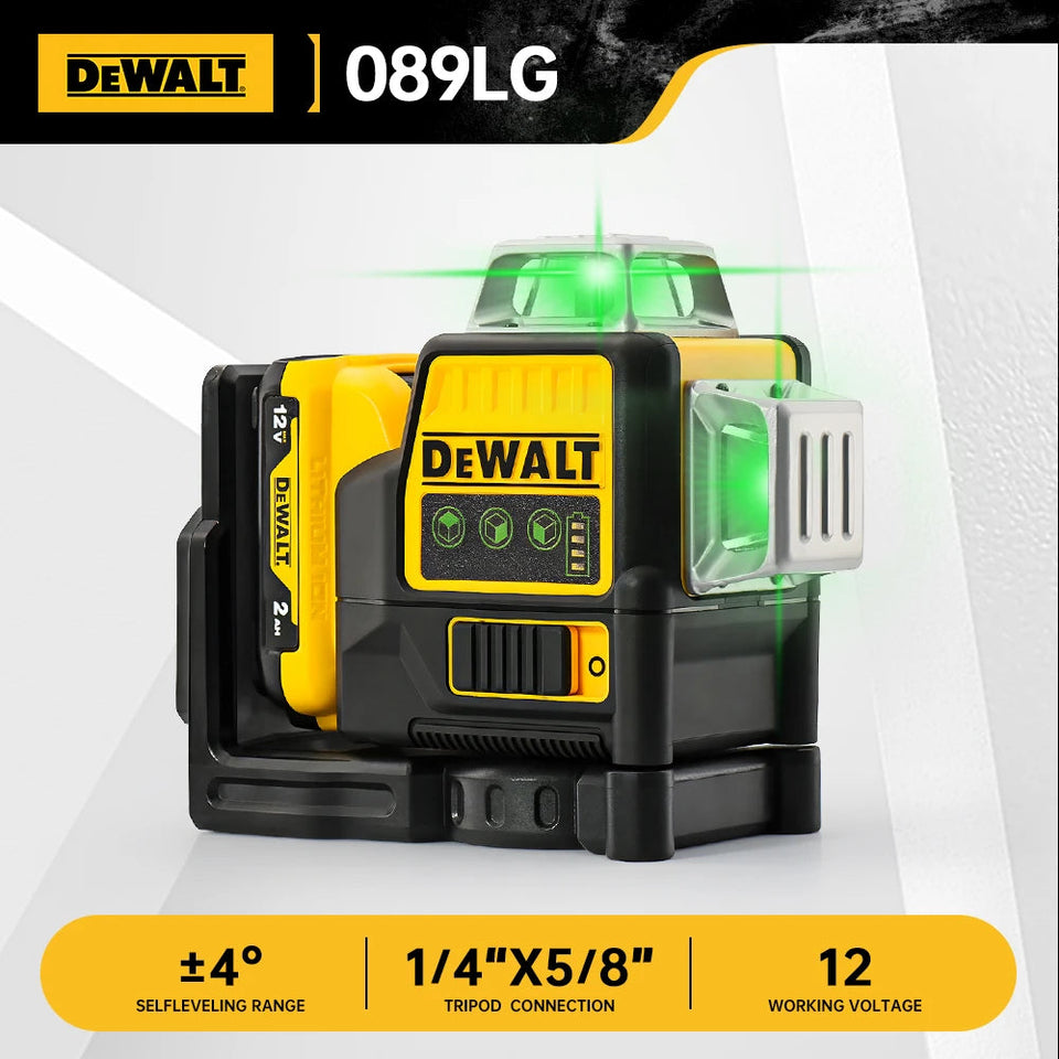 Dewalt DW089LG Laser Level 12 Line 3 Sides*360 Degree Vertical Lines Laser Level Meter Outdoor Uses 12V Lithium Battery Aimak Store
