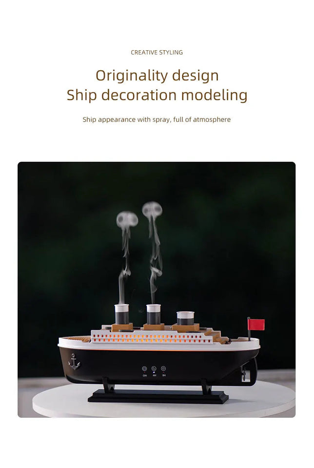 250ml Titanic Ship Model Decoration Air Humidifier Essential Oil Diffuser Jellyfish Smoke Ring Spray Aroma Diffuser For Home Aimak Store