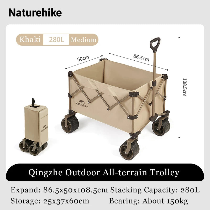 Naturehike Big Wheels Heavy Duty Folding Cart Outdoor Large Capacity Wagon Cart Beach Wagon For Sand Pull Trolley Camping Cart Aimak Store