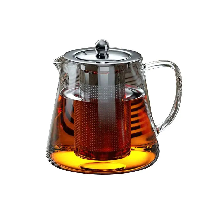 Heat Resistant Glass Teapot with Stainless Steel Tea Strainer Infuser Flower Kettle Kung Fu Teaware Set Puer Oolong Pot Aimak Store