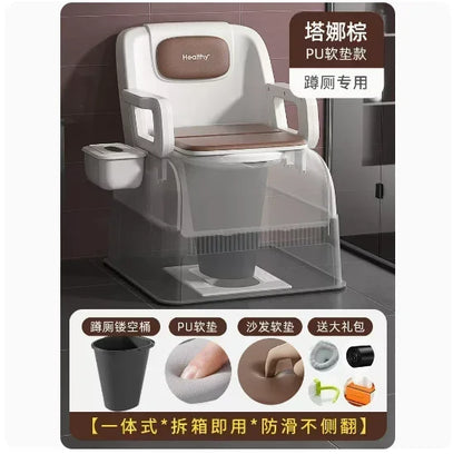 Ergonomic Elderly Toilet, Detachable Armrest, Heightened Portable Seat, Soft Backrest Comfort Chair for Pregnant Women
