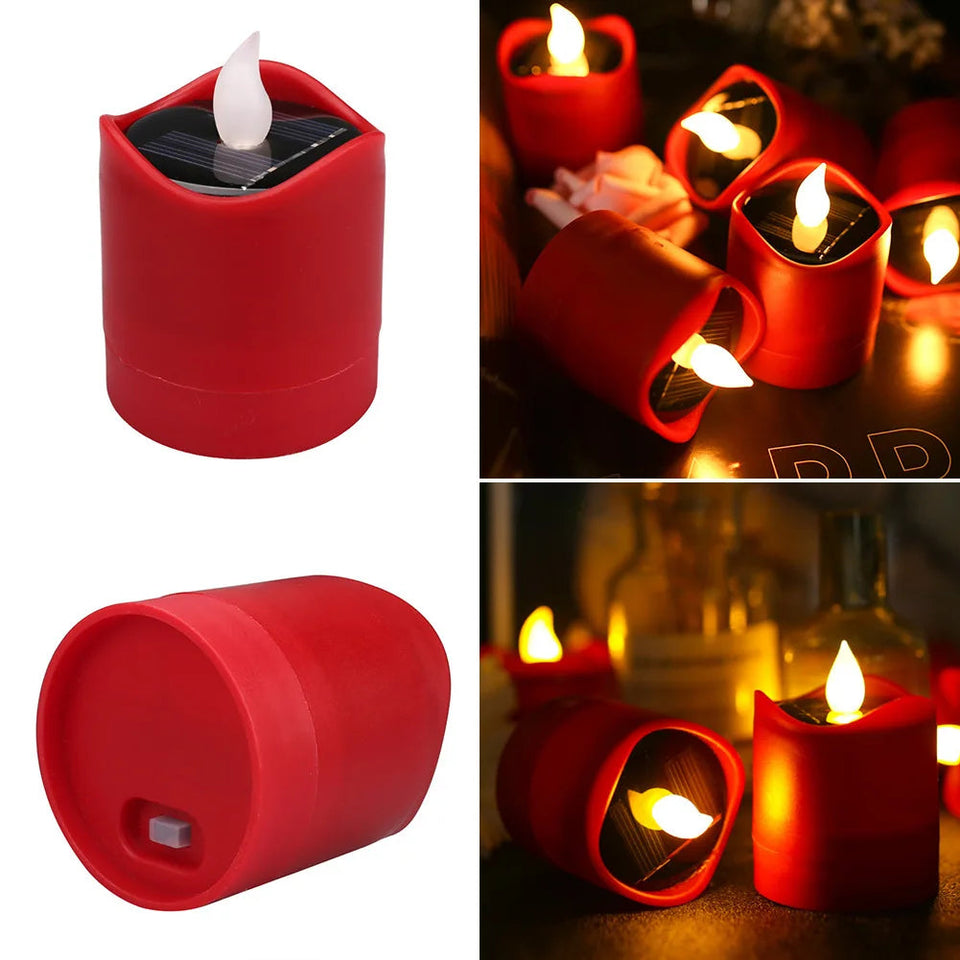 Romantic Solar Energy LED Light Candle Lamp Waterproof Nightlight for Home Decoration Yellow Flameless Fake Electronic Candle Aimak Store