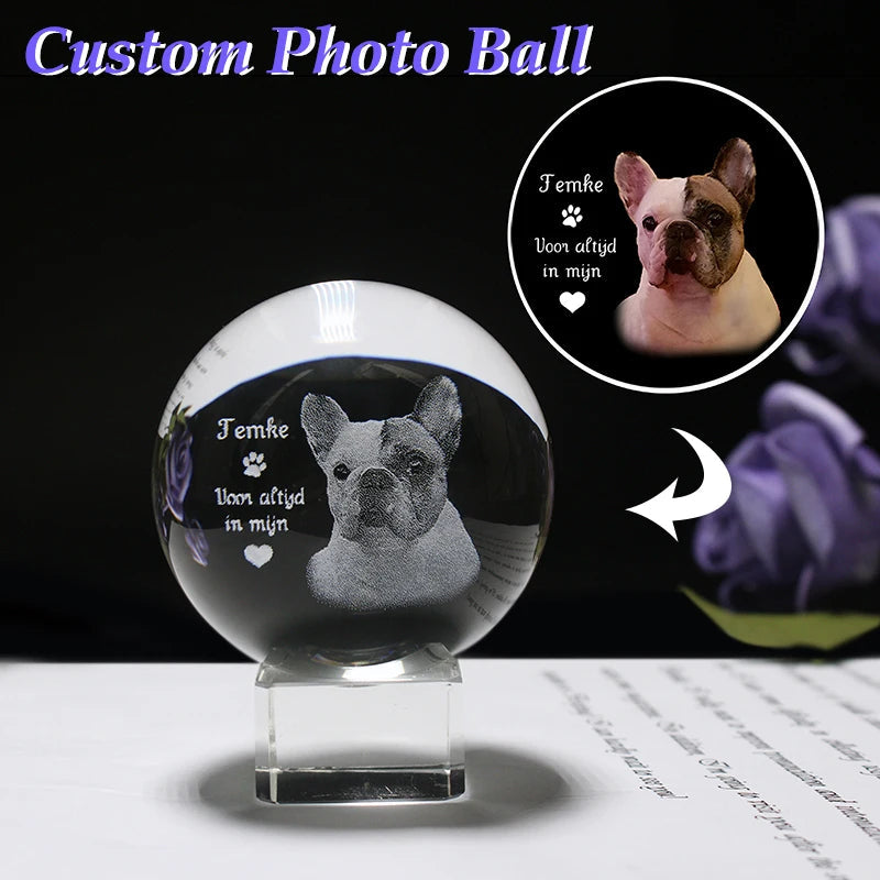 Photo Text Personalized Crystal Ball 2D Laser Engraving Pets Baby Family Picture Customized Glass Sphere Souvenir Birthday Gifts Aimak Store