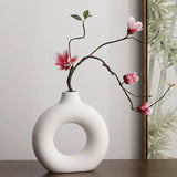 Flat Minimalist Simple Vase Donut Shape Single Flower Pot Home Wedding Decoratio Hollow Ornaments Circle Flower Arrangement Vase Aimak Store