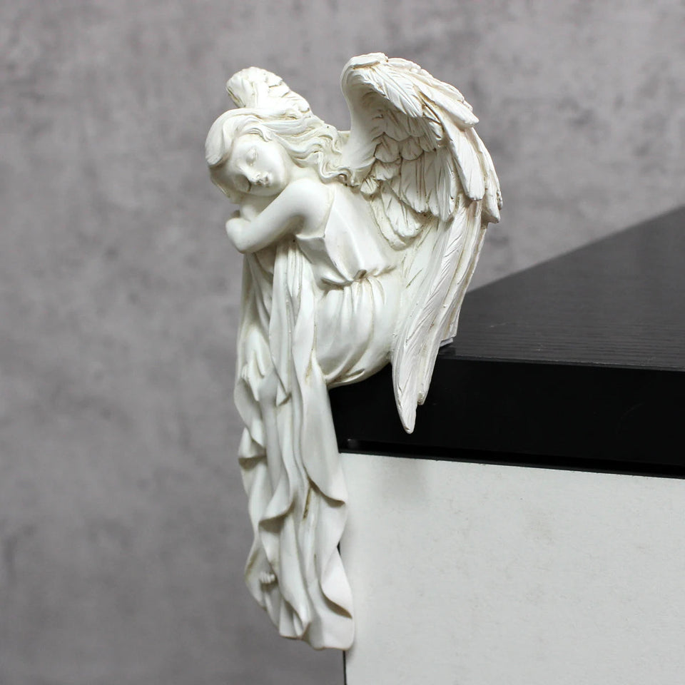 1-piece charming left angel door frame ornaments statue, exquisite resin sleeping angel sculpture Aimak Store