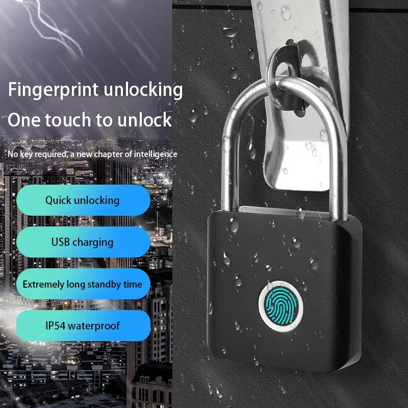 Xiaomi Smart Fingerprint Padlock IP54 Waterproof and Rust-proof Padlock Smart Electronic Anti-theft Password Lock Cabinet Drawer Aimak Store