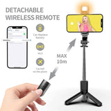 Wireless Bluetooth Selfie Stick Foldable Portable Tripod with Fill Light Shutter Remote Control for Android iPhone Smartphone Aimak Store