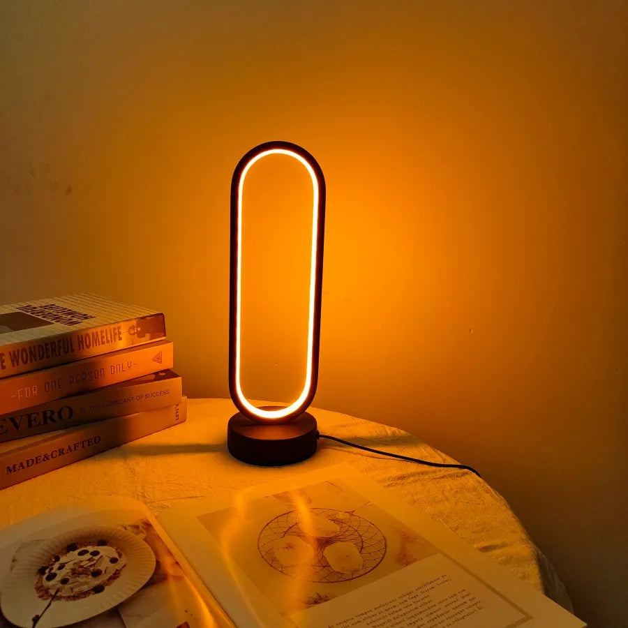 1PC Lamp bedroom Ring Lamp Living Room Three-color Dimming Bedside Lamp LED Night Light Aimak Store