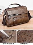 Men'S Briefcase Shoulder Business Square Tote PU Leather Cross Handbag Messenger Crossbody Square Side Phone Pouch Hand Bag Male Aimak Store