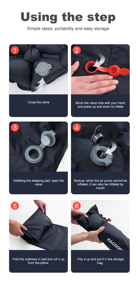 Outdoor Camping Inflatable Mattress Sleeping Pad With Pillows Ultralight Air Mat Built In Inflator Pump Hiking Aimak Store