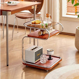 Medieval Style Sofa Side Table Bedside Cabinet Living Room Mobile Coffee Table with Wheels Small Cart Multi-layer Bed Head Shelf Aimak Store