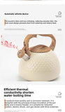New Beige Hammer Pattern Whistle Kettle, Tea Coffee Kettle, European and American Kitchen Utensils, Flat-bottomed Whistle Pot 3L Aimak Store