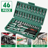 46pc Drive Socket Set 1/4 inch Ratchet Wrench Set with Sockets Metric Hex Bit Socket Set Mechanic Tool Kits for Auto Repair Hous Aimak Store