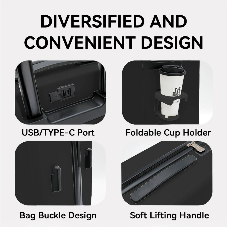 20 Inch Cabin Suitcase Front Opening Spinner Wheel Travel Rolling Luggage For Men Women Trolley Case With TSA Lock,USB Charging Aimak Store