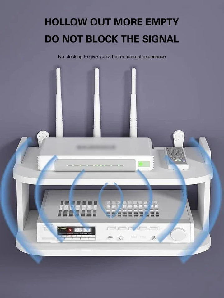 2/3 Layer 30cm Wifi Hanging Shelf Router Power Strip Multi Outlet TV Set Top Box Cable Hidden Floating Rack Storage Organizer Aimak Store