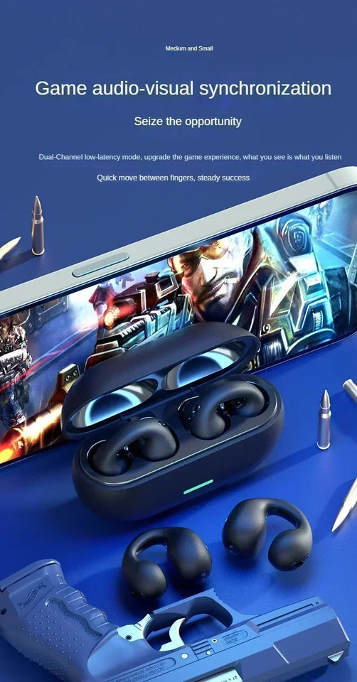 NEW Bluetooth 5.3 Wireless Bone Conduction Headphones T75 Clip Ear Music Noise Canceling Headset HD Call Sports Gaming Earphone Aimak Store
