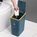 15L Nordic Style Toilet Trash Can Household with Lid Kitchen Classification Presstype Wastebasket Bathroom Rectangular Trash Can Aimak Store