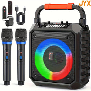 T17 Karaoke Machine Comes with 2 Wireless Karaoke Microphones, Portable Bluetooth Speaker Home Karaoke 0K System, with Rgb Colorful Lights Aimak Store