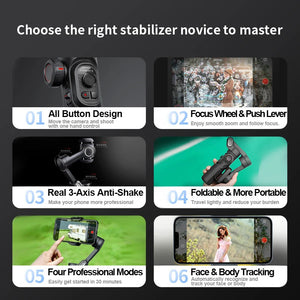 AOCHUAN 3-Axis Handheld Gimbal Stabilizer for Smartphone with Fill Light for iPhone Android Face Tracking Tiktok Vlog Smart XE Aimak Store