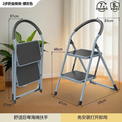 Small Household Folding Ladder Multifunctional Herringbone Ladder Compact Step Stool for Indoor Use Rack Ladder Design
