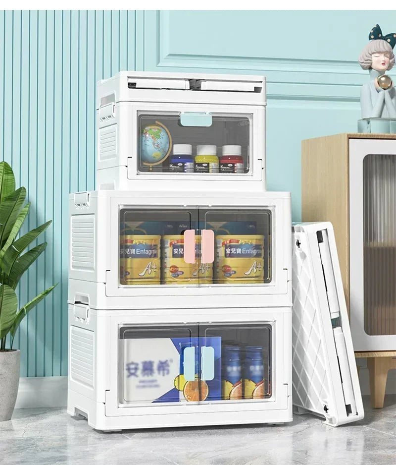 Foldable Storage Box Large Capacity Sundries PP Organizer Bedroom Transparent Stackable Toy Snacks Sorting Bin Closet Organizer Aimak Store