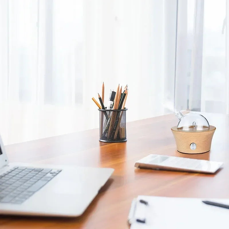 20ML Wooden Glass Aromatherapy Pure Essential Oils Diffuser Waterless Aroma Diffuser Air Nebulizer Household Humidifier For Home Aimak Store