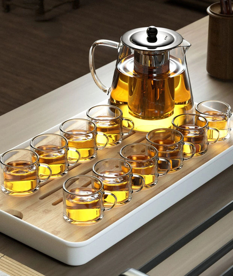 Heat Resistant Glass Teapot with Stainless Steel Tea Strainer Infuser Flower Kettle Kung Fu Teaware Set Puer Oolong Pot Aimak Store