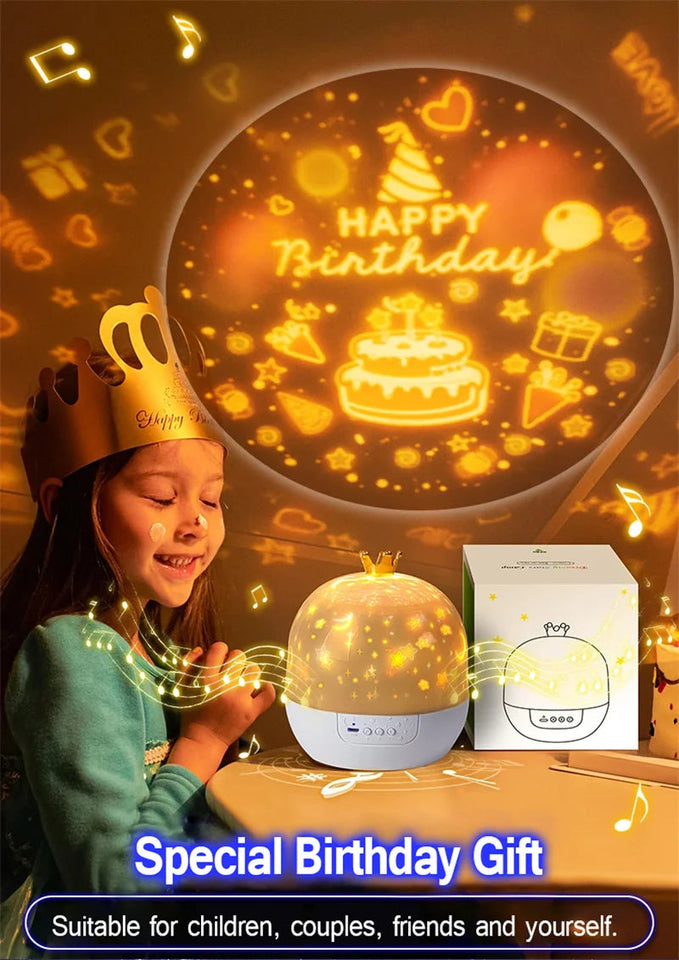 Crown Star Light Projection Rotating Star Bedroom Ceiling Atmosphere Night Lamp Stars Childrens Birthday Gift with Films Sheet Aimak Store